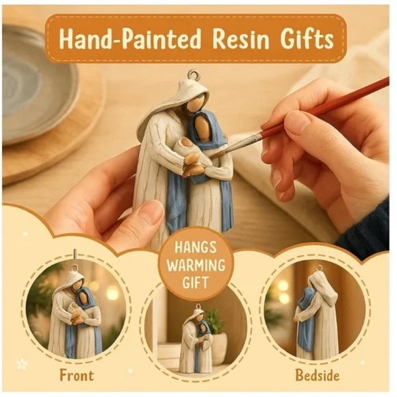 🌹🆕 Hand Painted Holy Family Nativity Religious Ornament - Picture 2 of 6